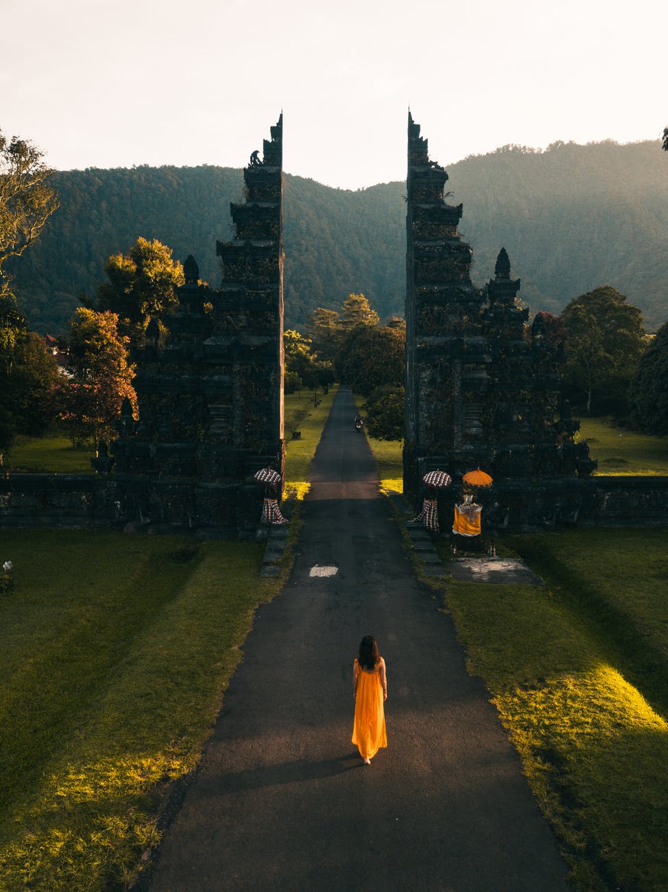 woman walking in road